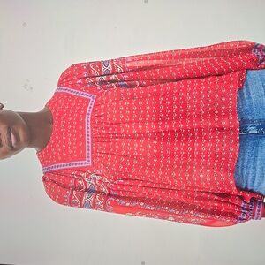 Ulla Johnson  Red Chiffon,‎ Silk Paisley Blouse Size 4